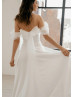 Off Shoulder Ivory Satin Tulle Chic Wedding Dress